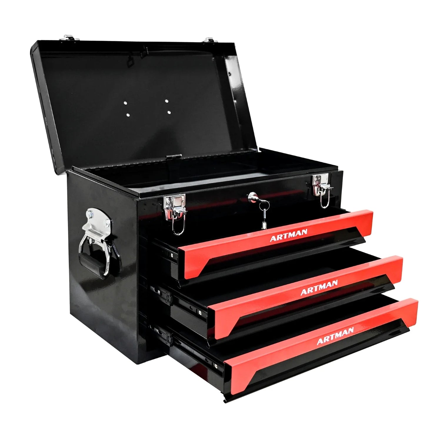 Portable 3 Drawer Tool Box, Liners & Lock