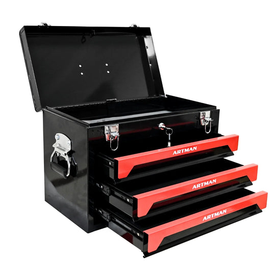 Portable 3 Drawer Tool Box, Liners & Lock