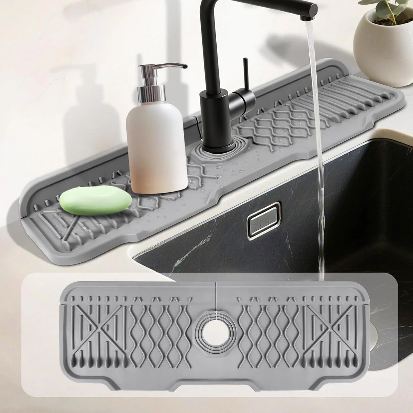 Silicone Kitchen Faucet Drip Tray, for Soap & Sponge