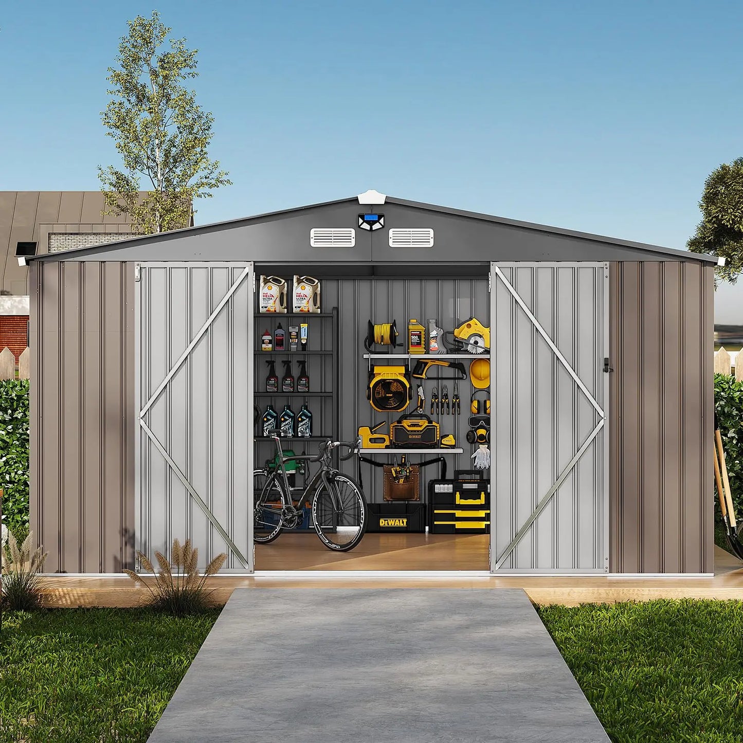 12'x10' Outdoor Storage Shed, Lockable  With Windows