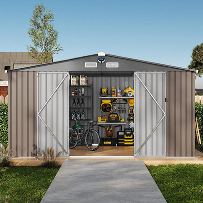 12'x10' Outdoor Storage Shed, Lockable  With Windows