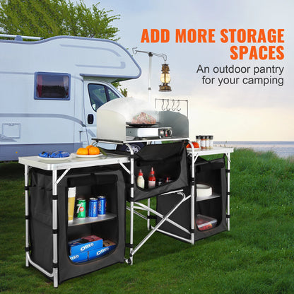 Camping Kitchen Table, Cabinet, Foldable Storage