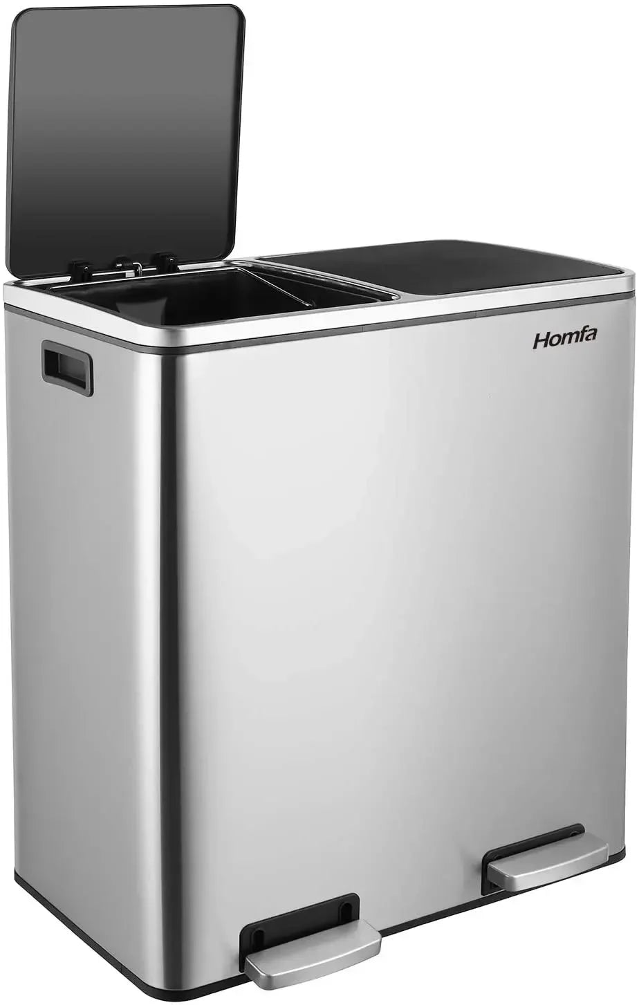 Dual Compartment Stainless Steel Recycling and Trash Can