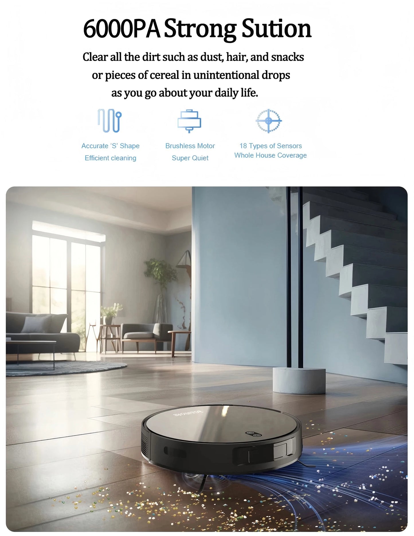Robot Vacuum Cleaner and Mop Combo for Pet Hair