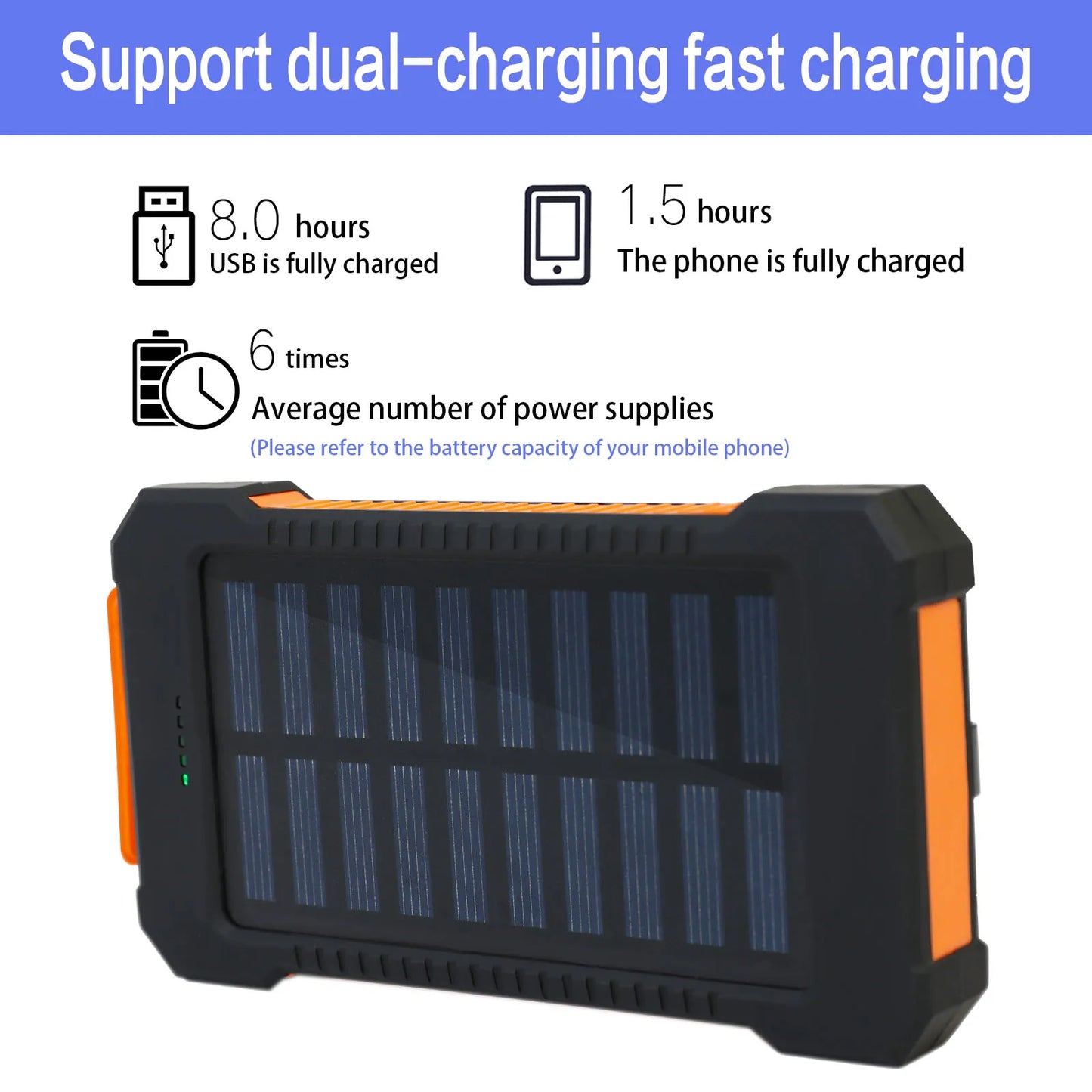 Solar Power Portable Outdoor Fast Charging Battery /Flashlight for Iphone & Android