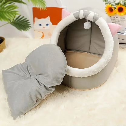 Modern Style Plush Cat Cave, with Removable Pad