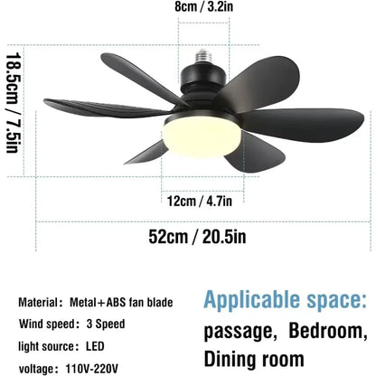 40W Ceiling Fan with Remote Control LED Light