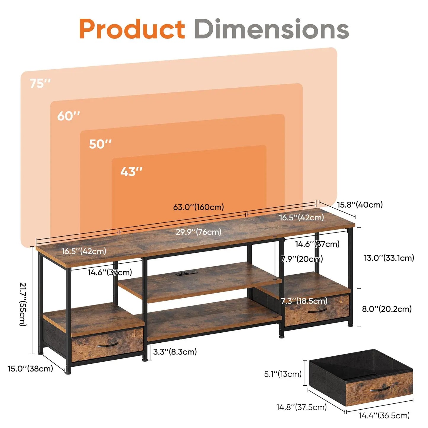 Wooden TV Stand For Up To 75 Inch TV