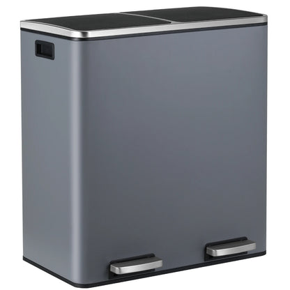 Dual Compartment Stainless Steel Recycling and Trash Can