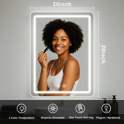 Backlit 20x28" Bathroom Vanity Mirror