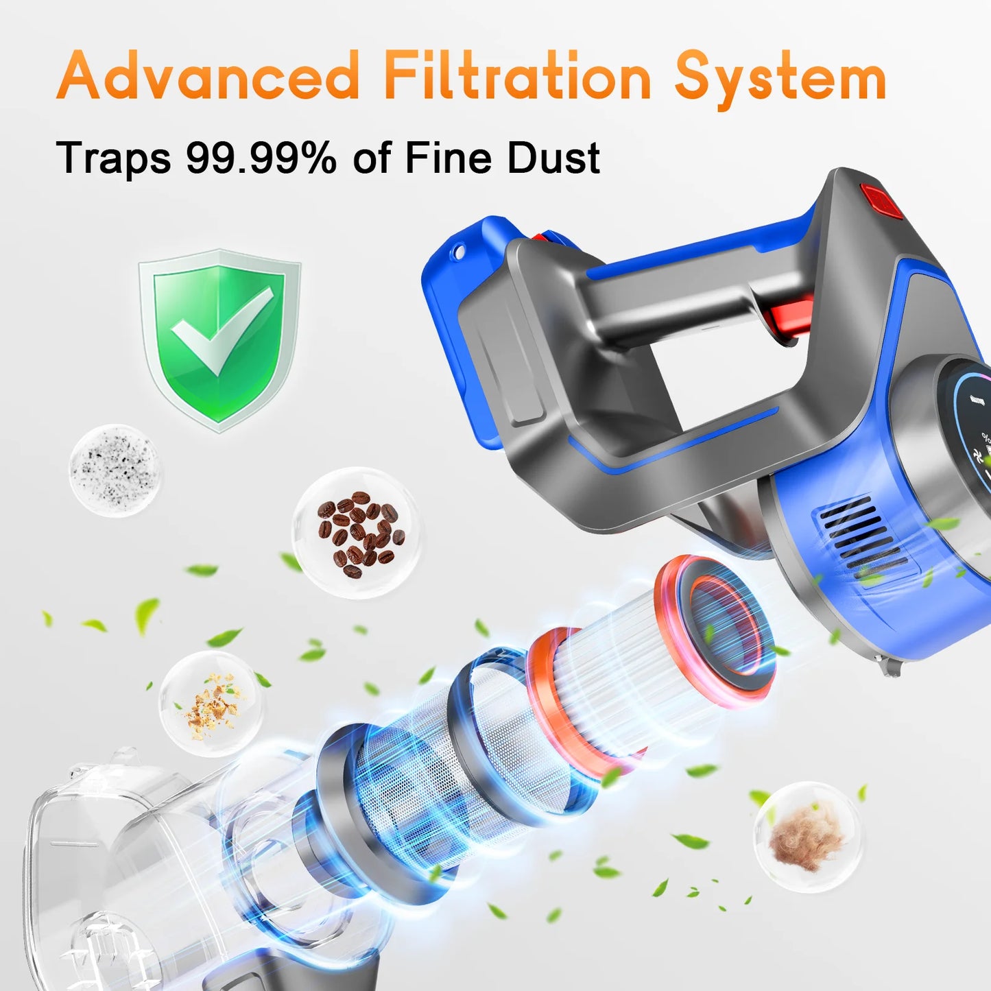 Cordless Handheld Vacuum Cleaner with High Power Suction, Wet and Dry