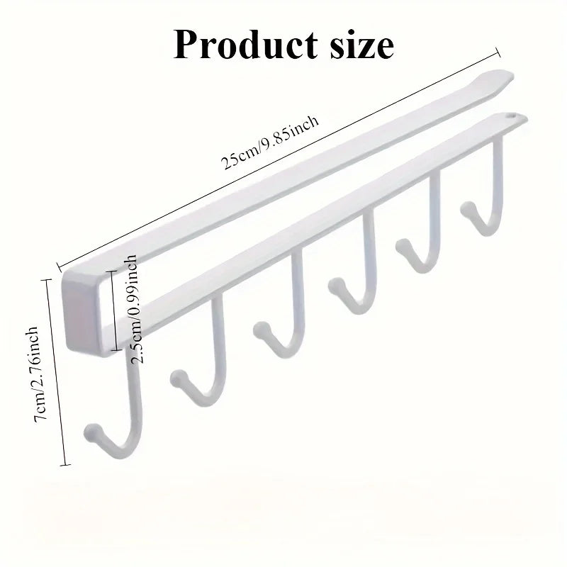 1pc 6 Hook Rack for Kitchen Shelf Storage