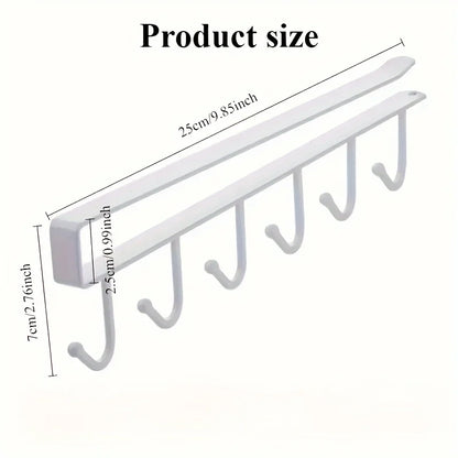 1pc 6 Hook Rack for Kitchen Shelf Storage