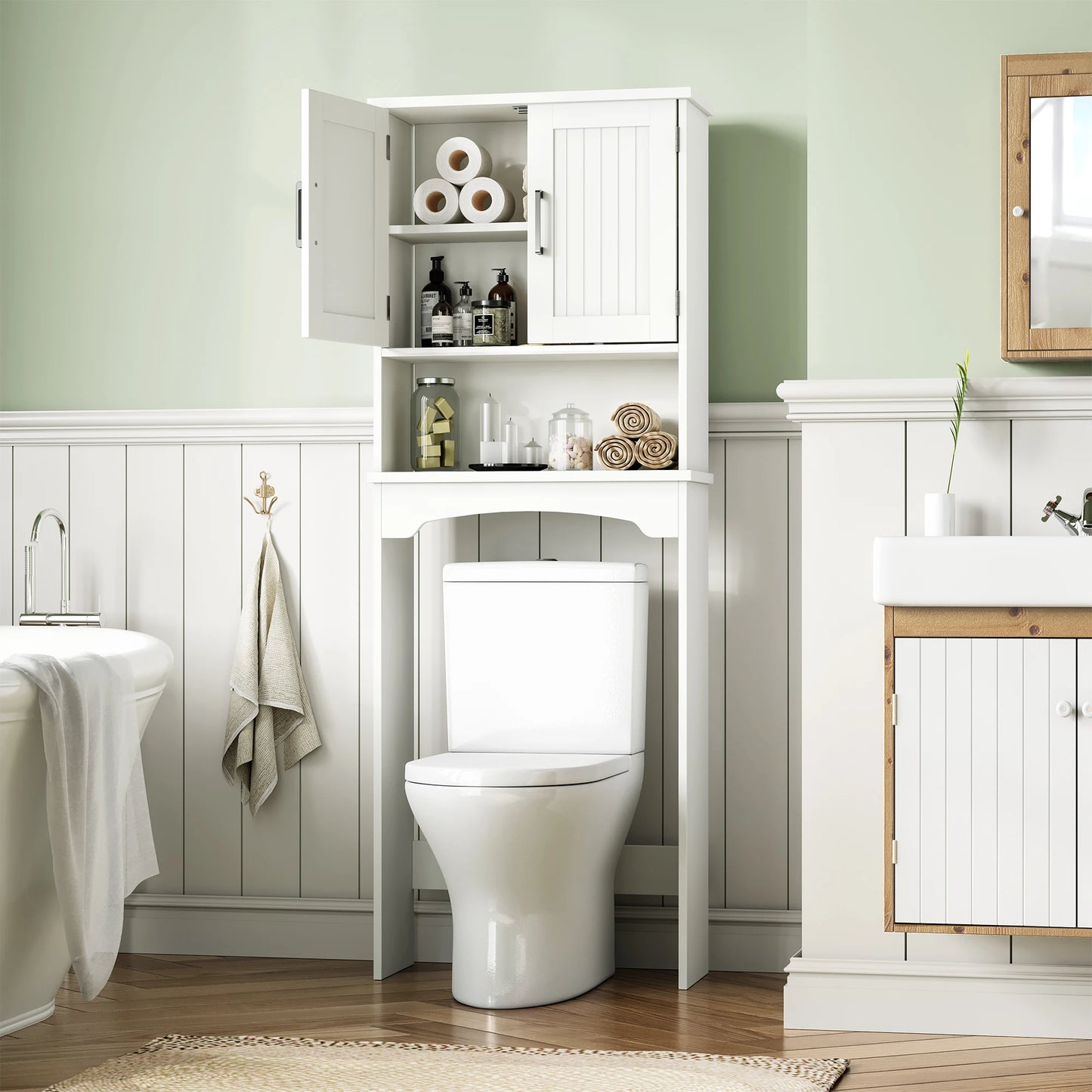 Over The Toilet Storage Cabinet with Double Doors
