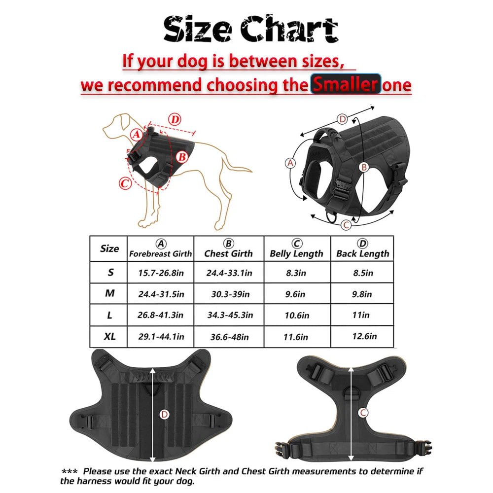 Tactical Dog Harness Leash Set for Large Dogs