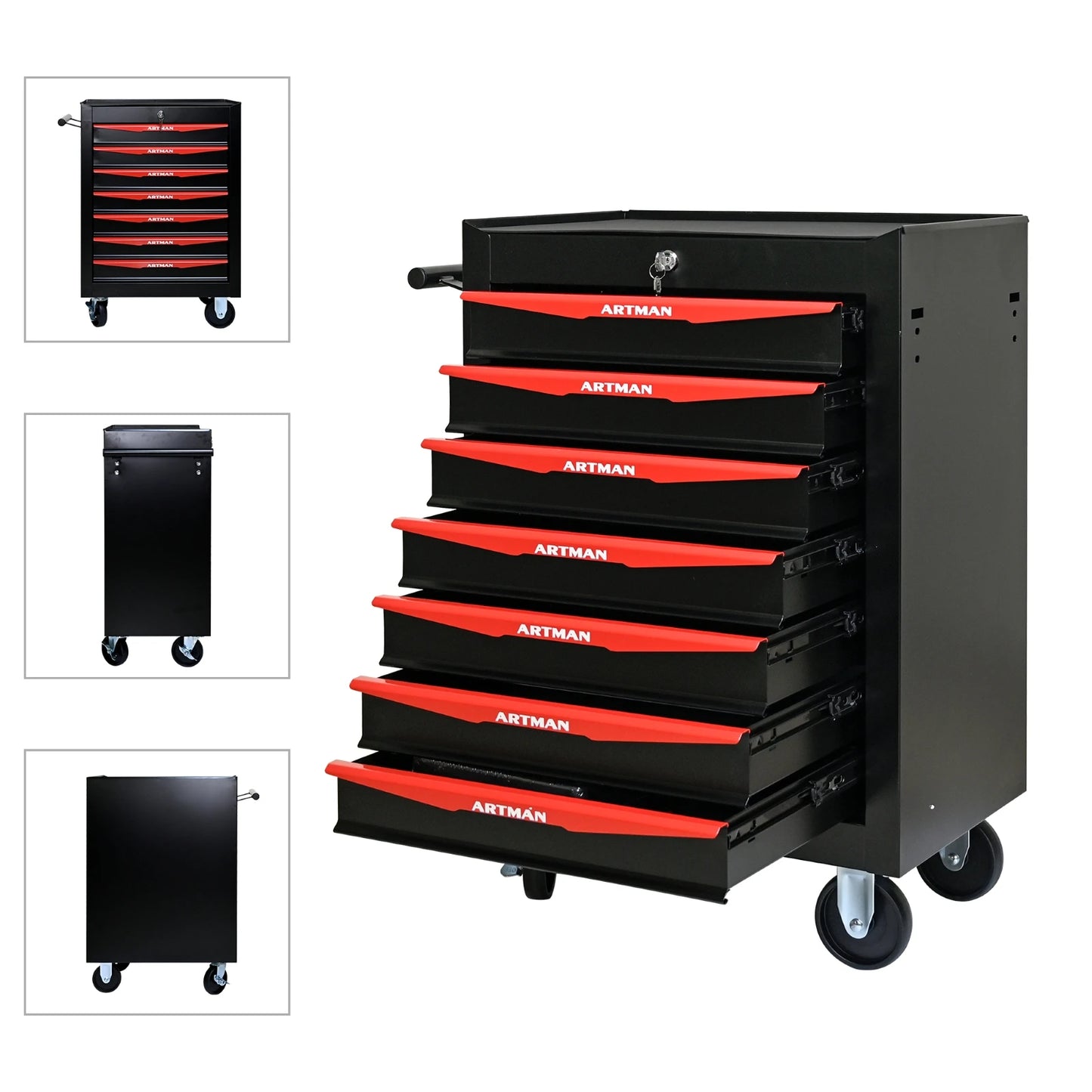 7 Drawer Rolling Tool Box, Heavy Duty, Lockable