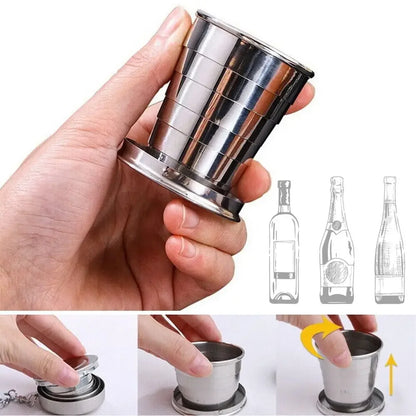 1PC 75/150/250/450ML Stainless Steel Outdoor Telescopic Collapsible Mug