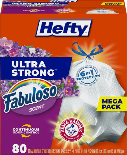 Kitchen Trash Bags, 13 Gallon, 80 Count