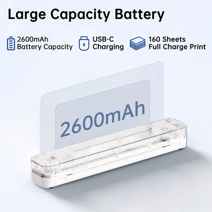 Mini Portable A4 Thermal Printer Desktop Inkless Photo PDF Document Printer for Office Home Travel HD Printing