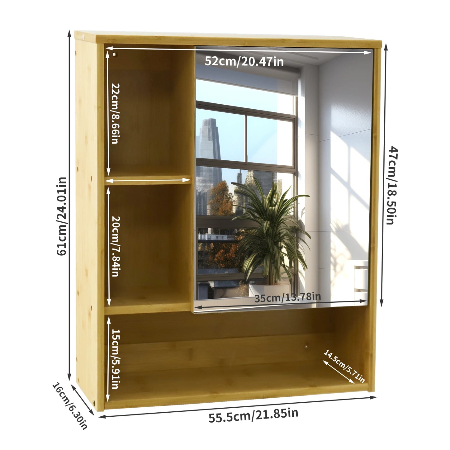 Wall Mount Medicine Cabinet w/5 Open Storage Spaces