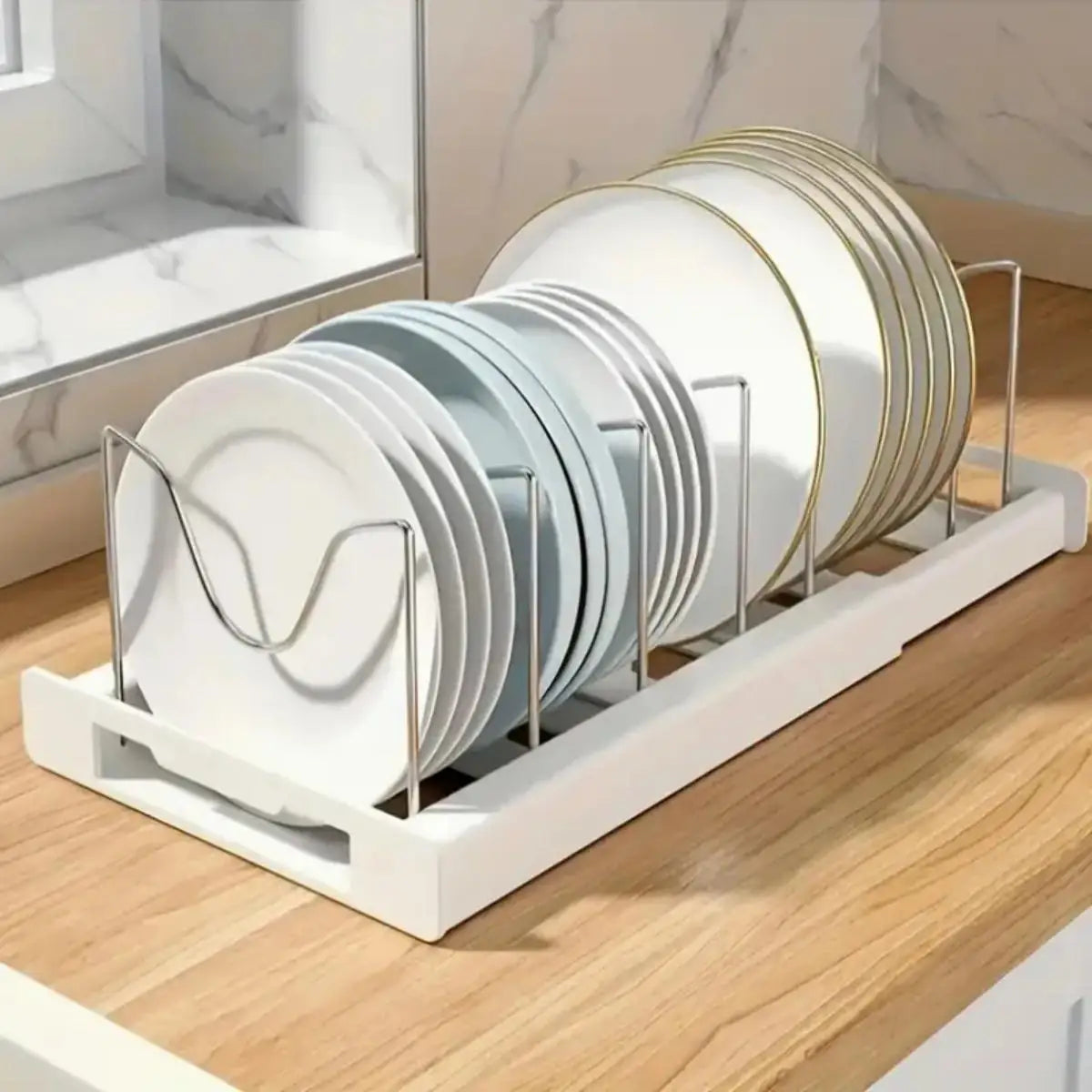 Expandable Kitchen Pot Pan Organizer with 7 Adjustable Dividers