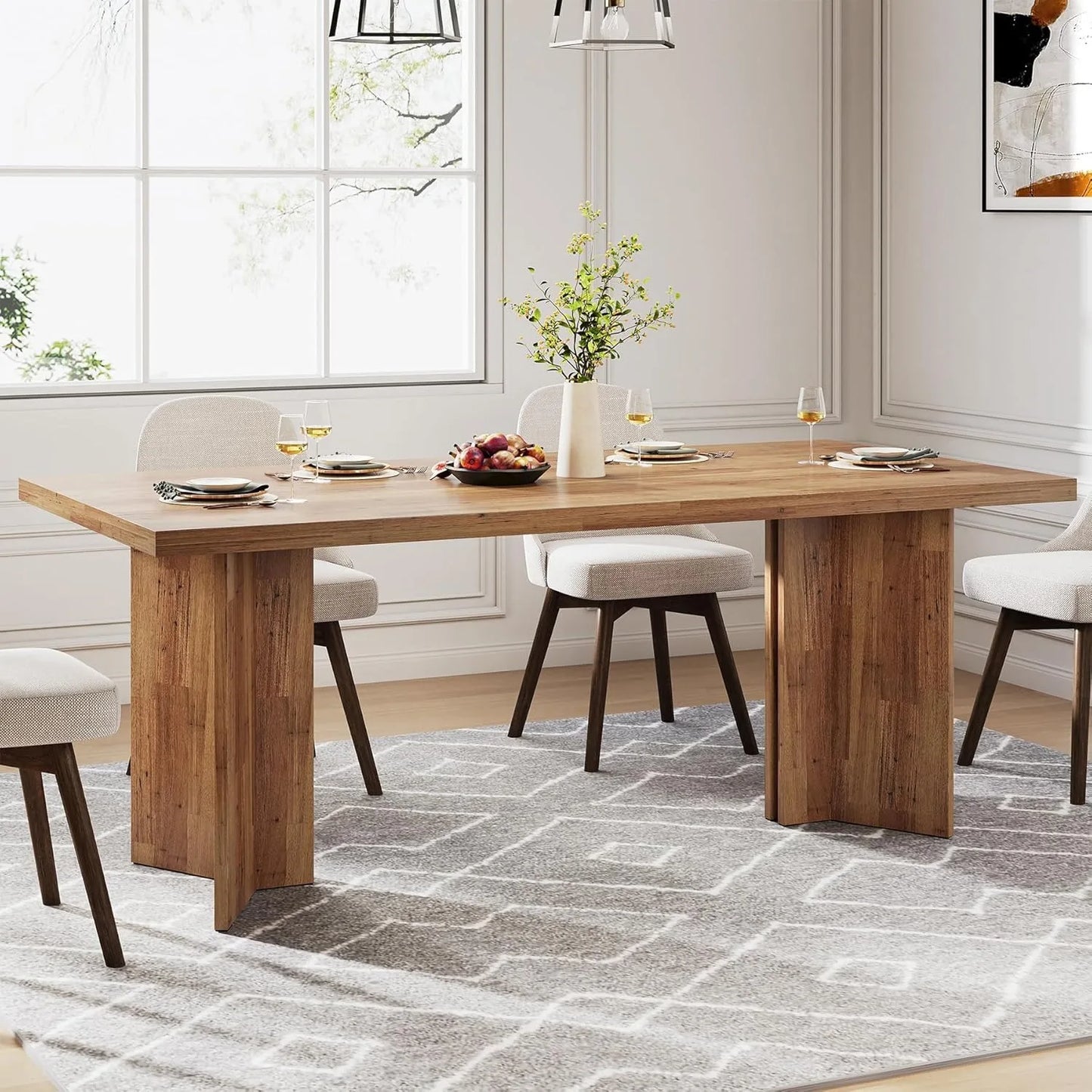 63-inch Farmhouse Style Dining Table for 4-6