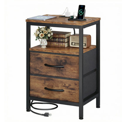 2 Drawer Night Stand with Open Shelf