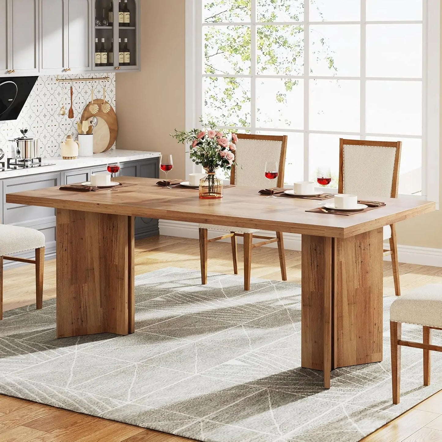 63-inch Farmhouse Style Dining Table for 4-6
