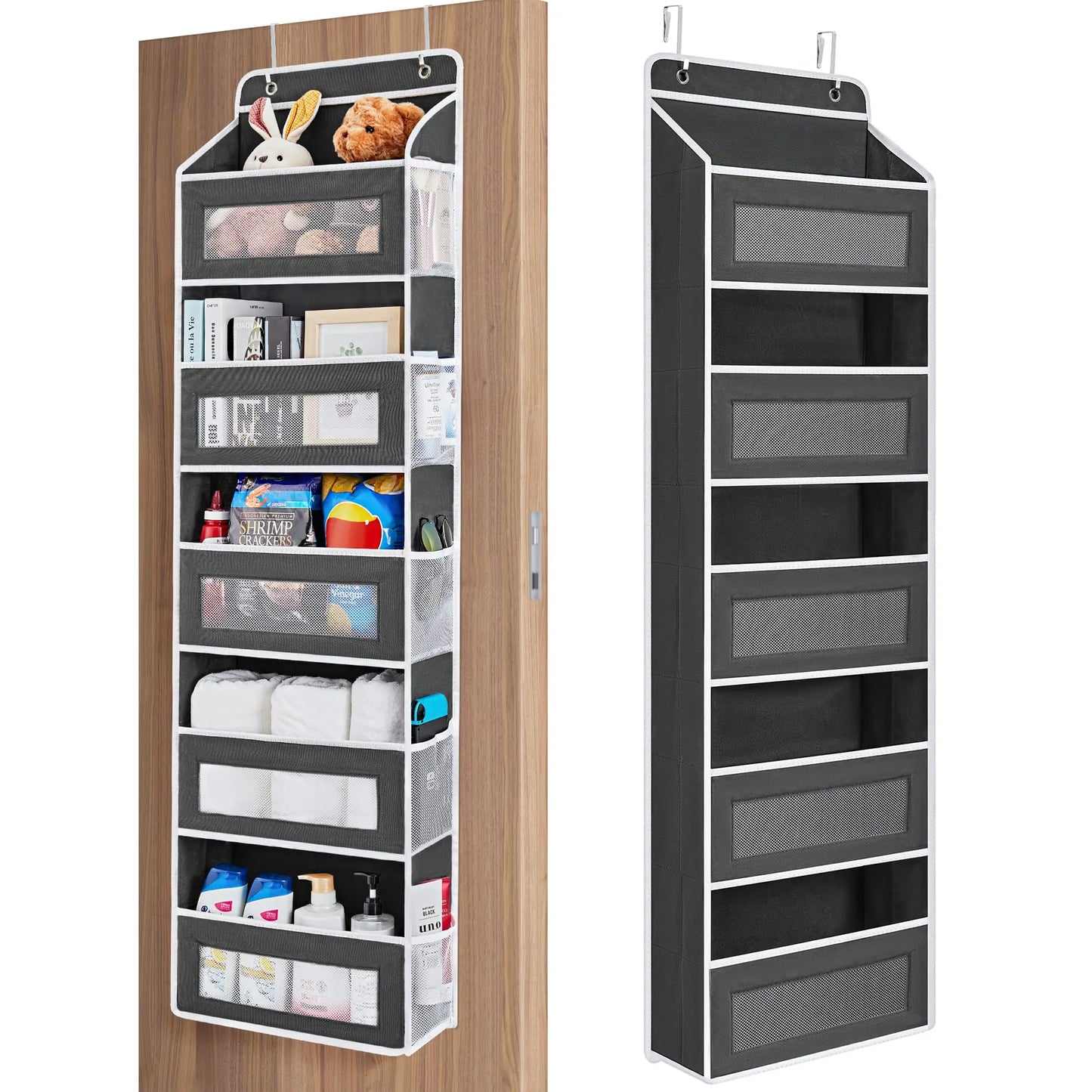 Gray Over the Door 5‑Shelf Organizer w/Pockets