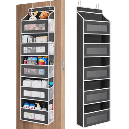 Gray Over the Door 5‑Shelf Organizer w/Pockets