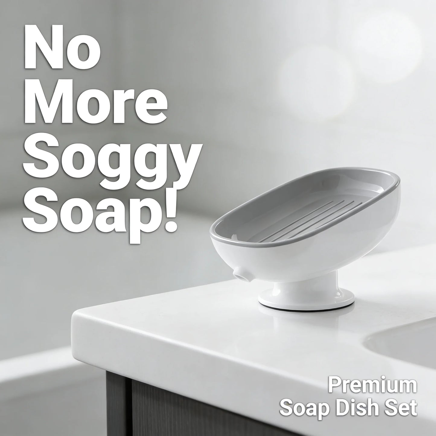 Suction Cup Self-Draining Soap Dish for Bathroom & Kitchen