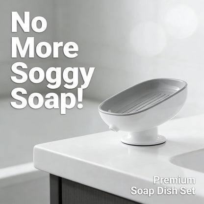 Suction Cup Self-Draining Soap Dish for Bathroom & Kitchen