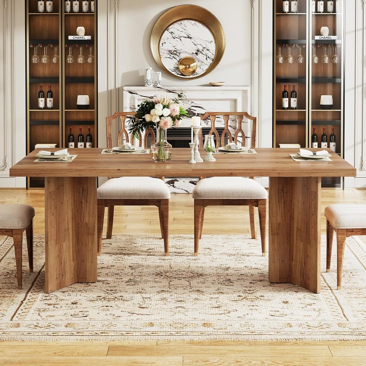 63-inch Farmhouse Style Dining Table for 4-6