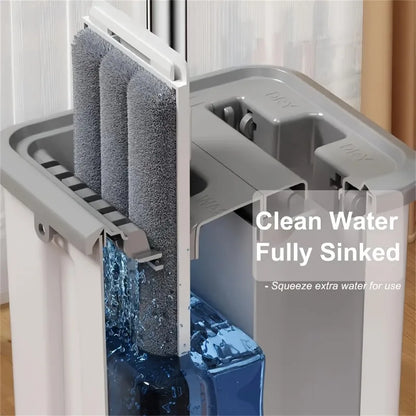 Mop & Bucket Set with 4 Microfiber Pads for Floor & Wall