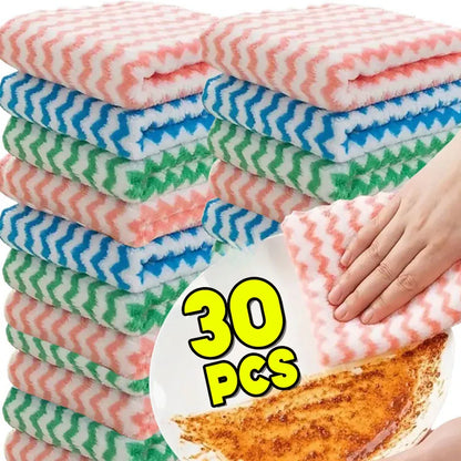 10/40PCS Fleece Cleaning Cloths for Kitchen Dish Rags, Glass