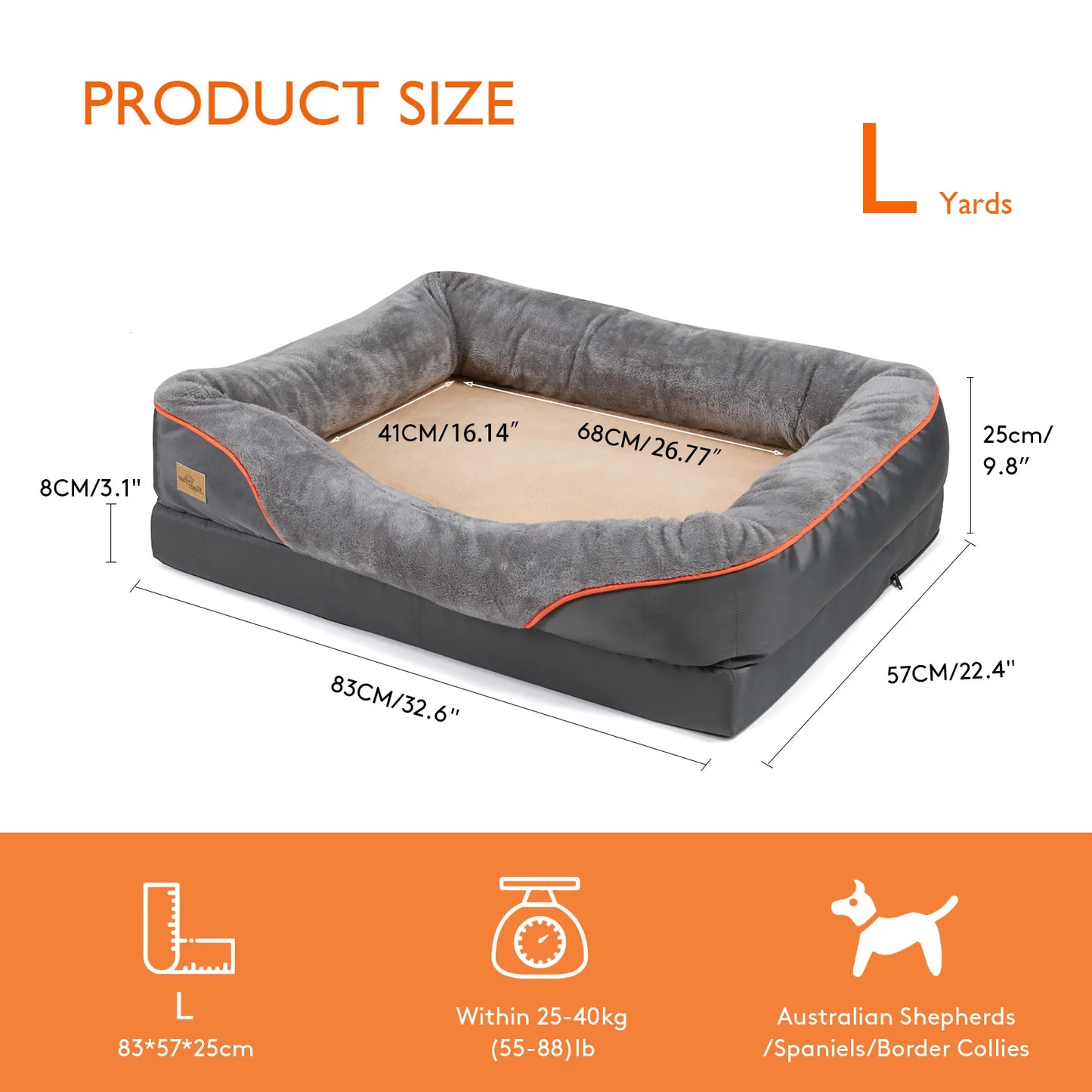 Large Dog Bed, Waterproof, and Comfortable with Washable Cover