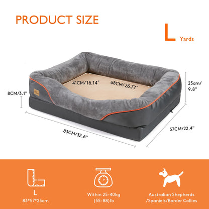 Large Dog Bed, Waterproof, and Comfortable with Washable Cover