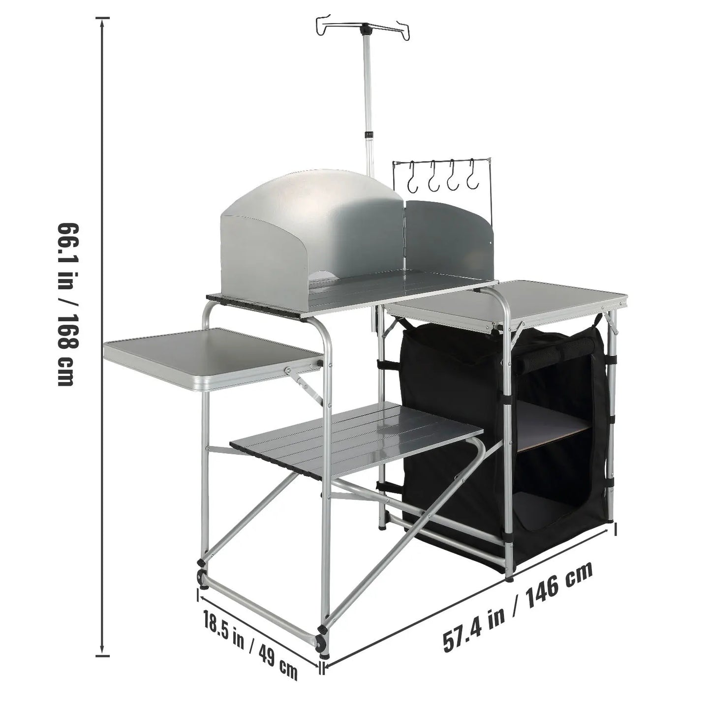 Camping Kitchen Table, Cabinet, Foldable Storage